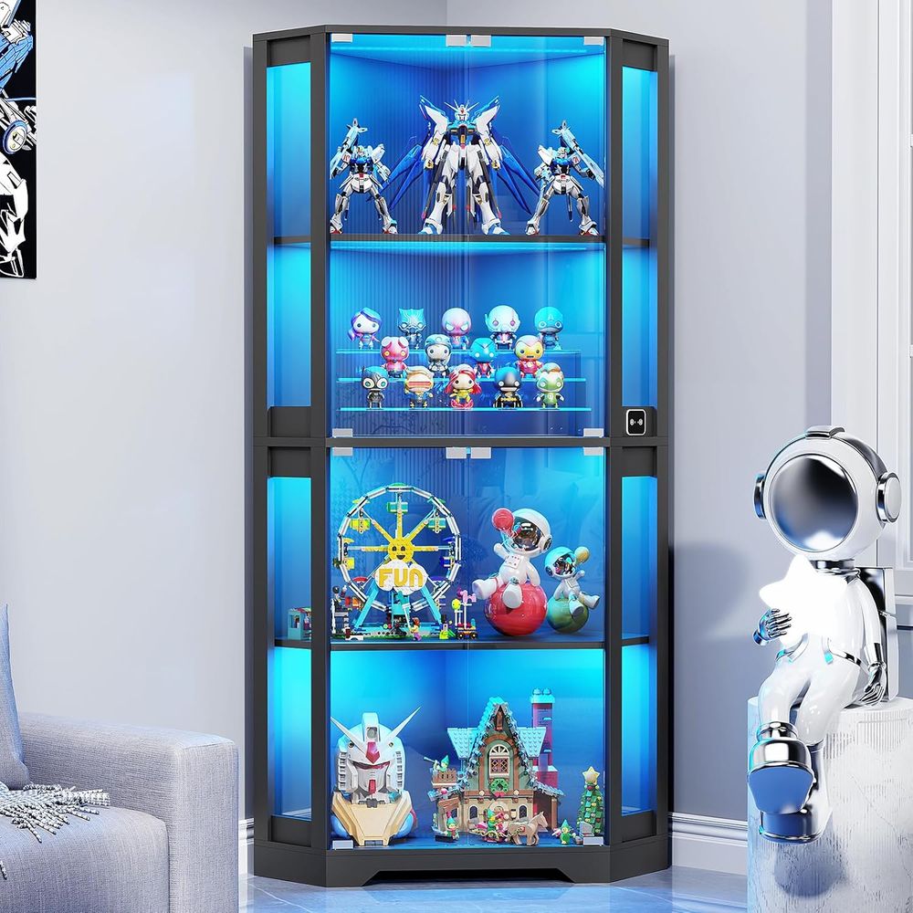 Glass Cabinet Display - 65 Illuminated Glass Display Cabinet, 4-Tier