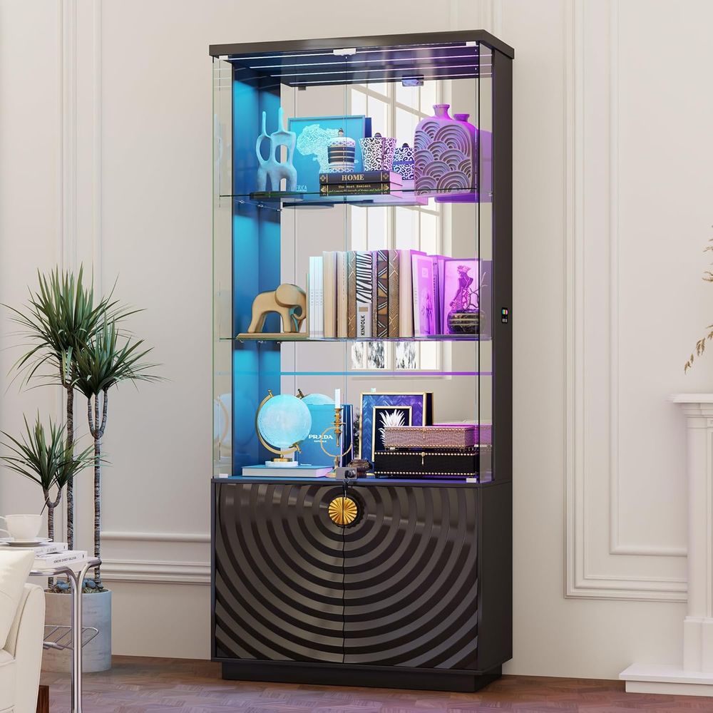 Glass Cabinet Display - 71 Glass Display Cabinet, 4-Tier Curio