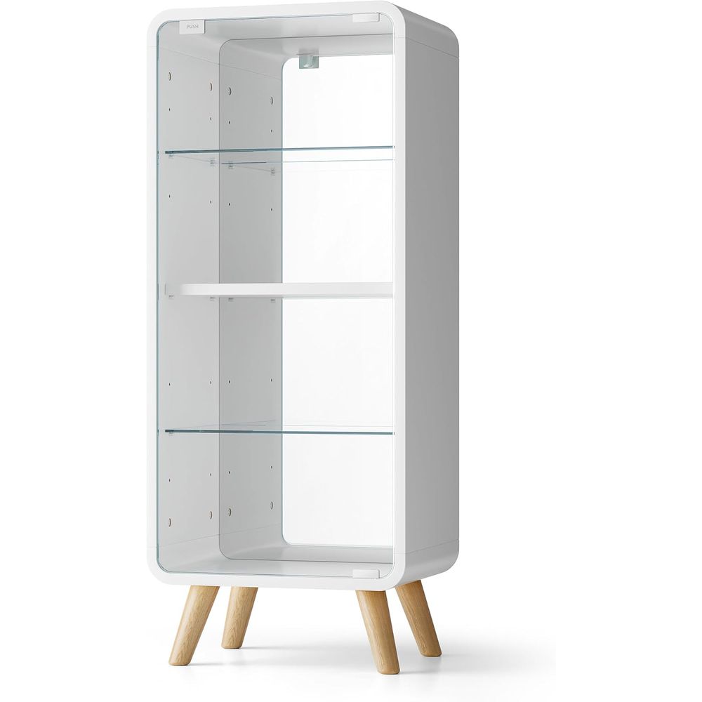Glass Cabinet Display - 4-Tier Adjustable Glass Display Cabinet with