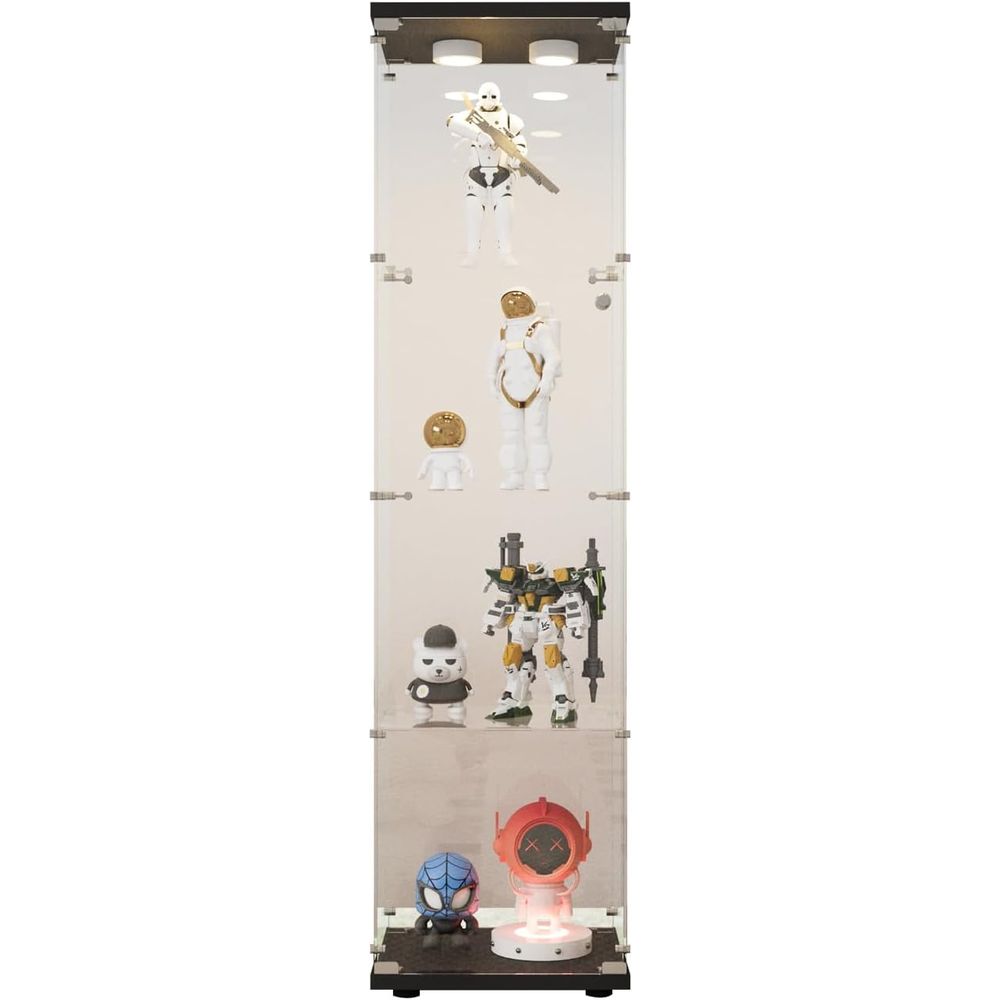 Glass Cabinet Display - LED-Illuminated Glass Cabinet with Lock for
