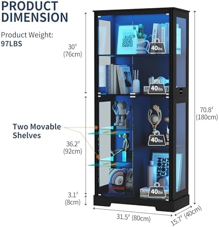 71'' Display Cabinet with 5-Ti - Glass Cabinet Display review and price