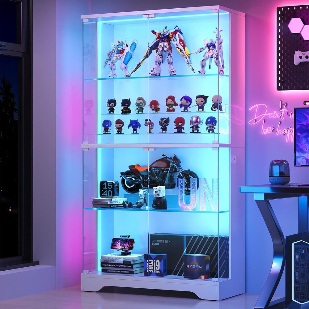 4-Tier Glass Display Cabinet w - Glass Cabinet Display review and price