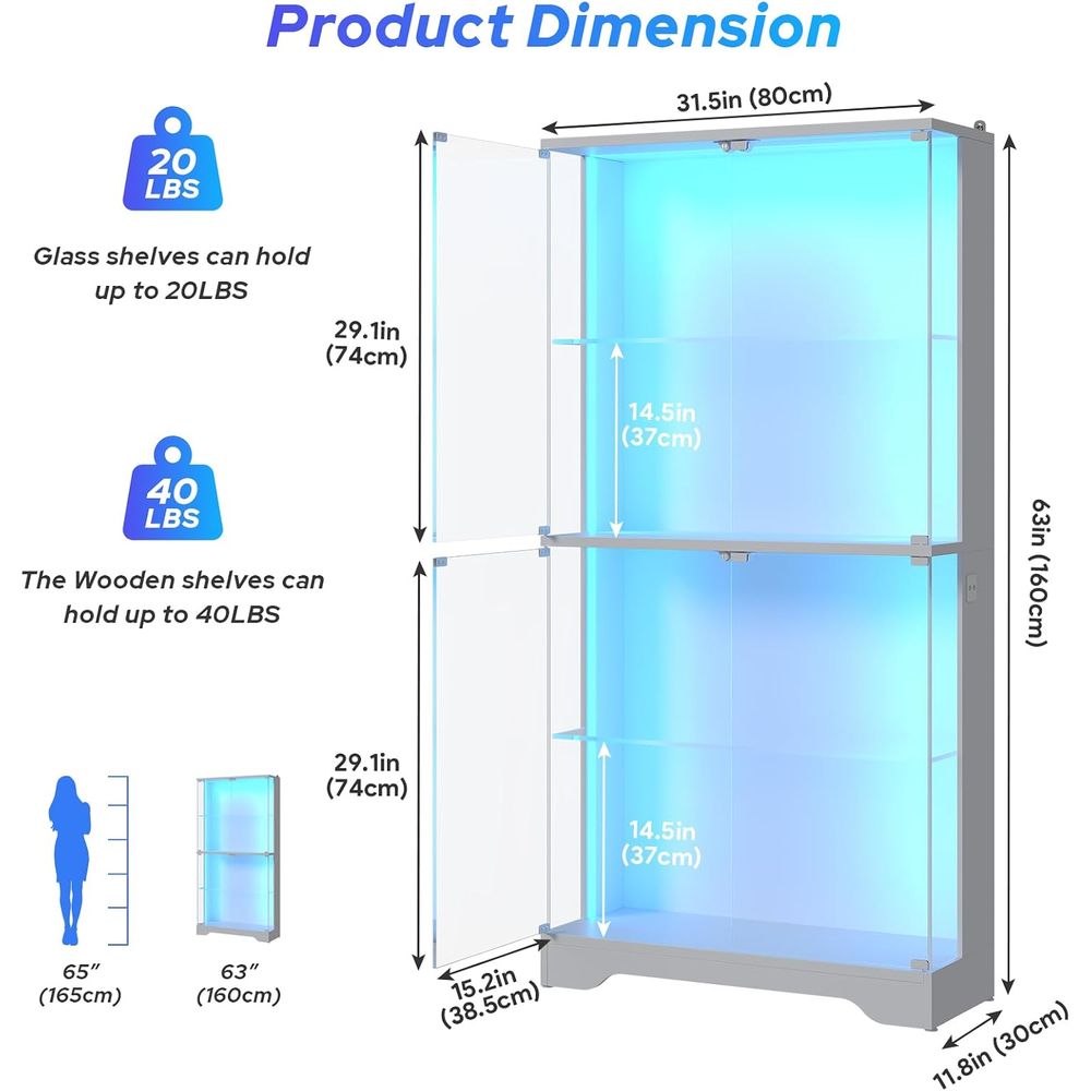 4-Tier Glass Display Cabinet w - Glass Cabinet Display review and price