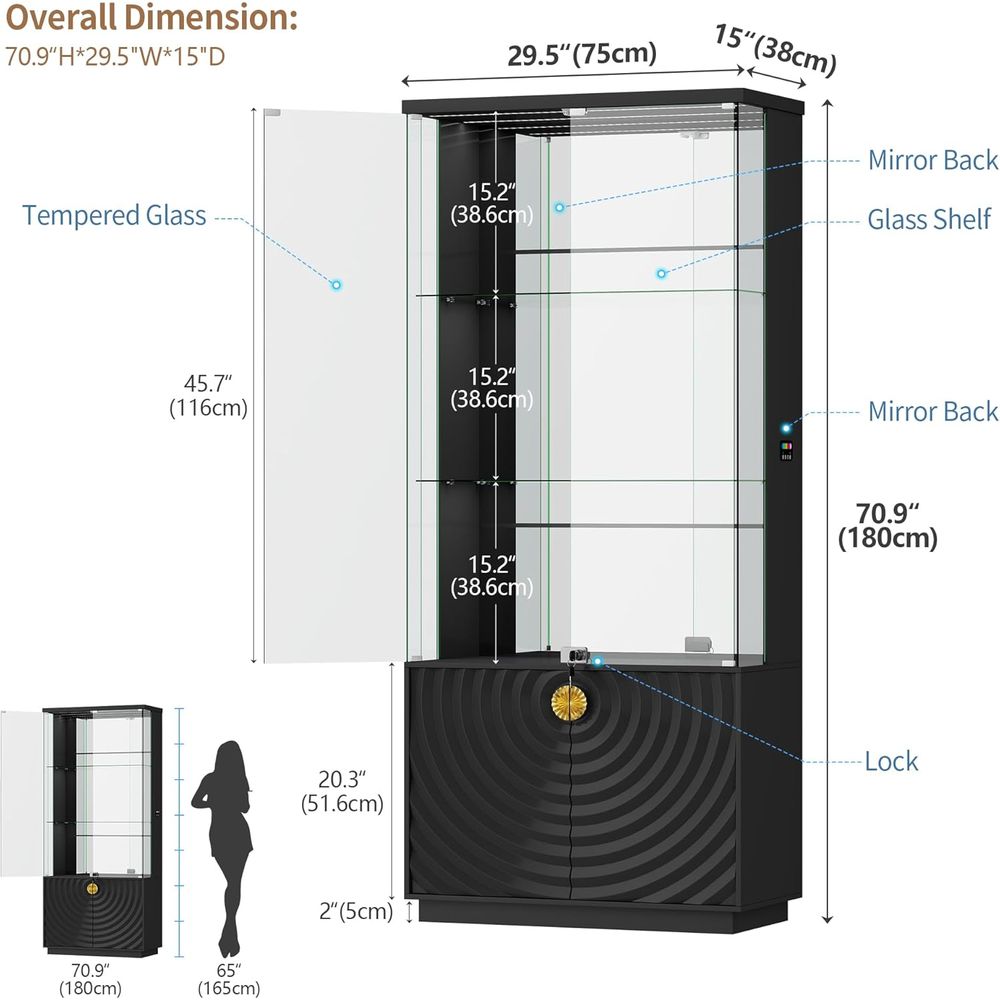 71 Glass Display Cabinet, 4-Ti - Glass Cabinet Display review and price
