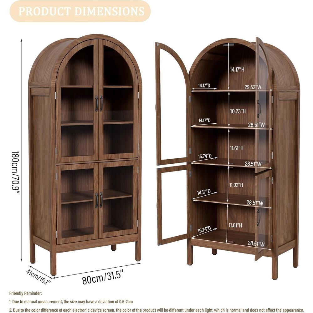 70.9 Tall Walnut Acrylic Glass - Glass Cabinet Display review and price