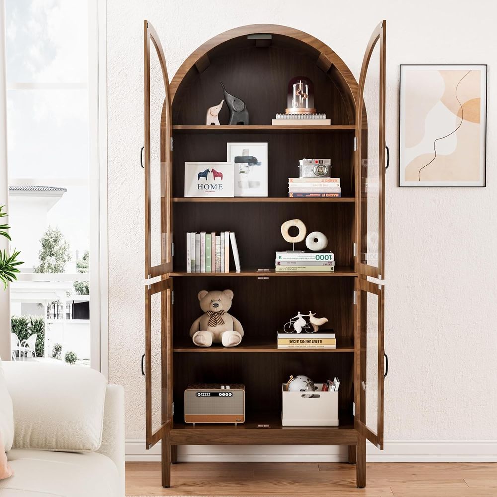70.9 Tall Walnut Acrylic Glass - Glass Cabinet Display review and price