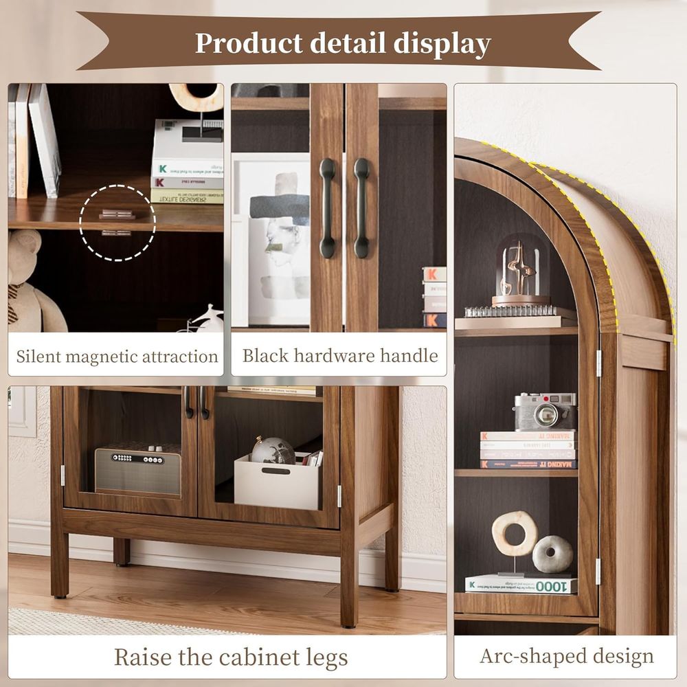 70.9 Tall Walnut Acrylic Glass - Glass Cabinet Display review and price