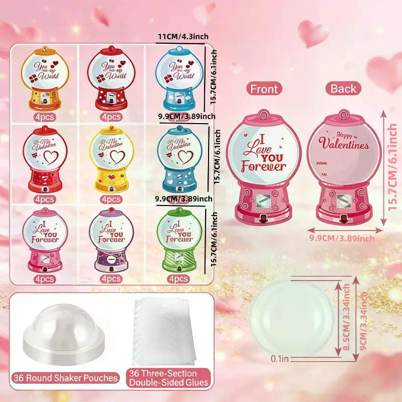 18/36 Pcs DIY Valentines Candy - Bubble Gum Machine review and price