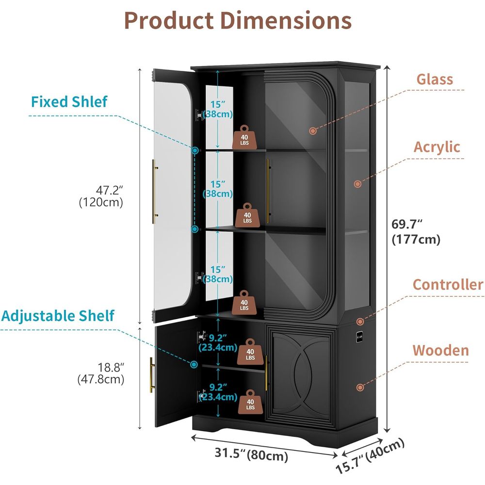 2pc Wood Display Cabinet with  - Glass Cabinet Display review and price