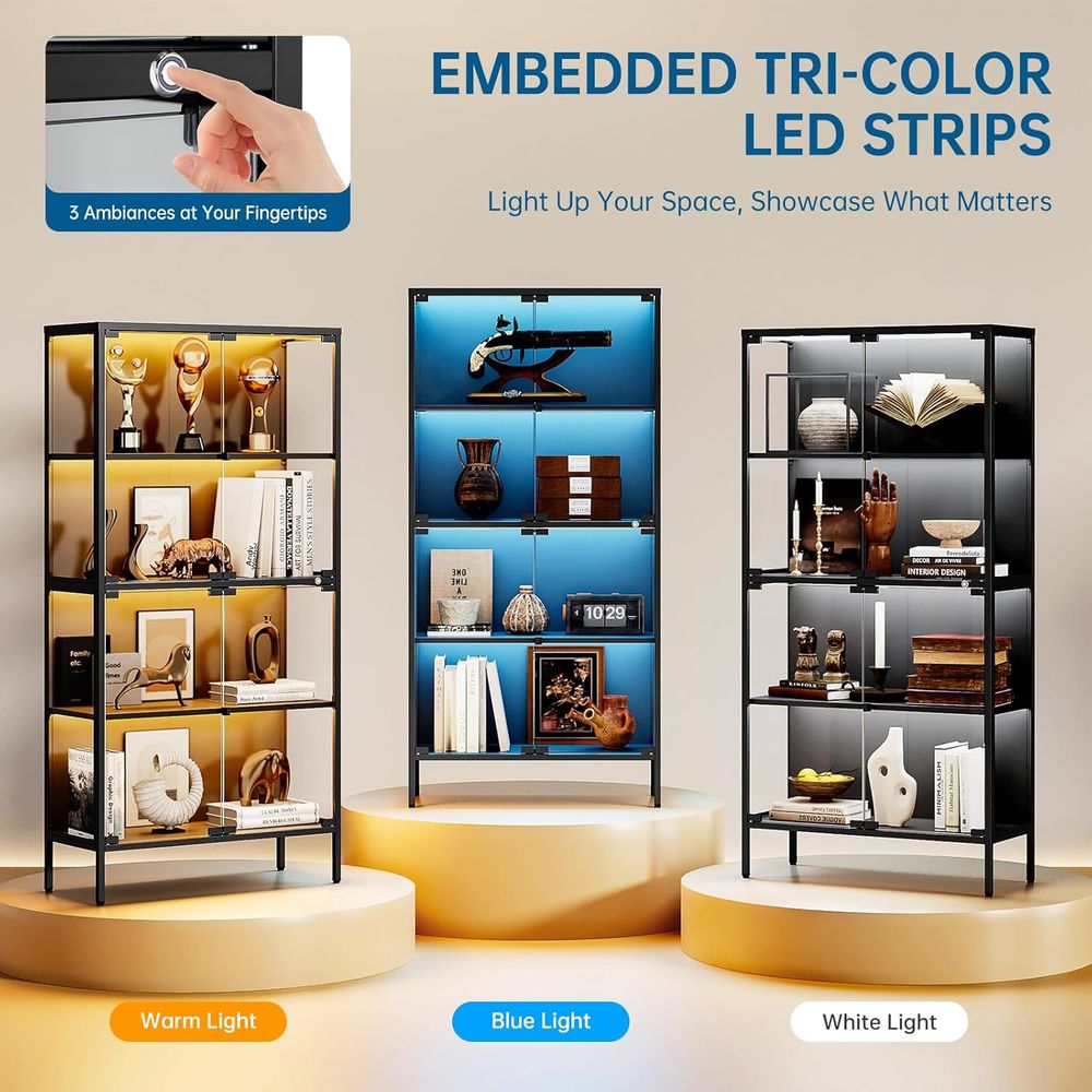 65 LED-Illuminated Glass Displ - Glass Cabinet Display review and price