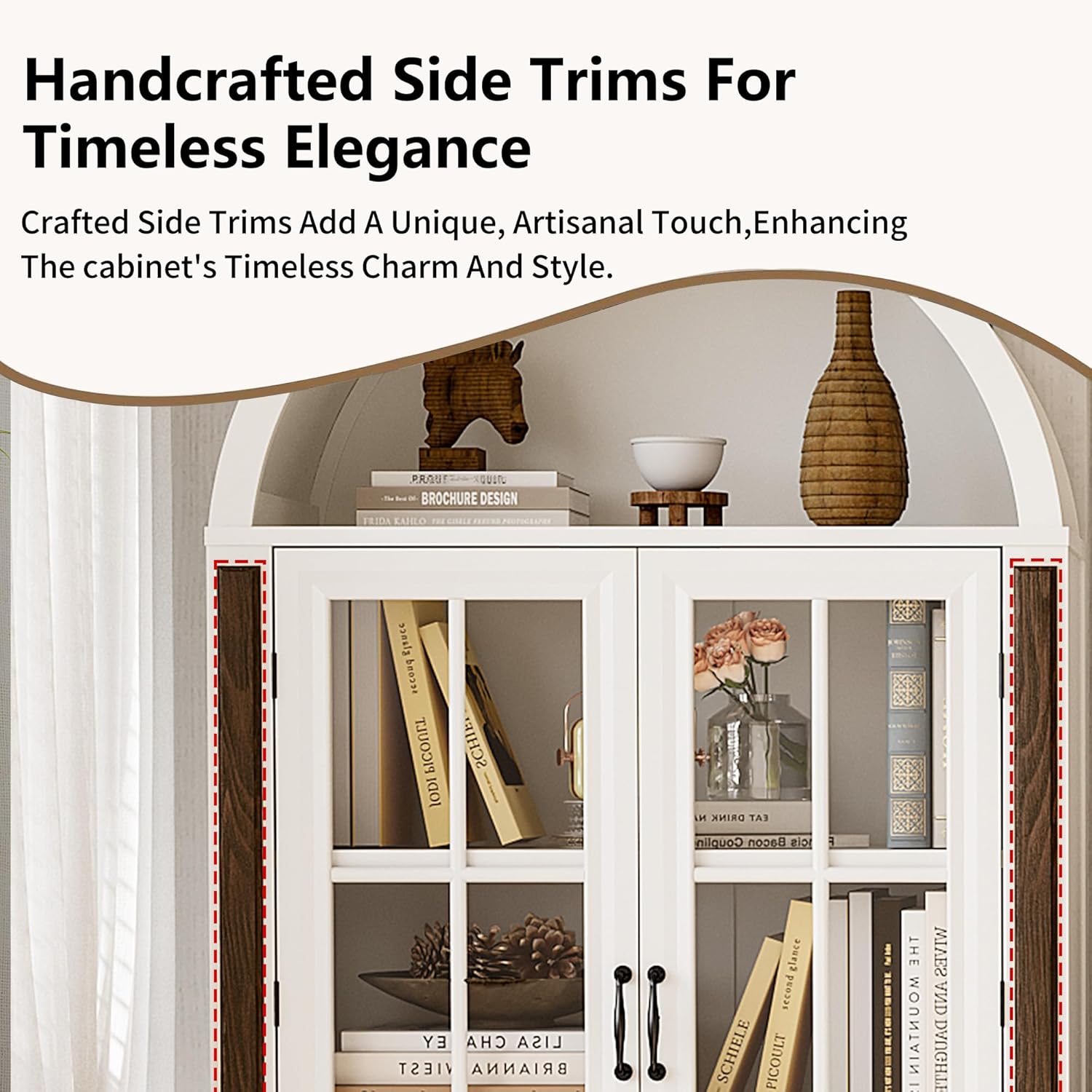 71” Handcrafted Arched Bookcas - Glass Cabinet Display review and price