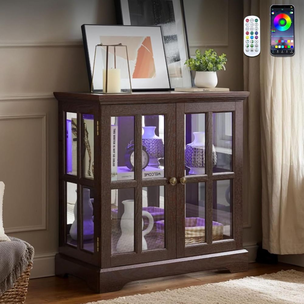 32 High LED-Lit Curio Cabinet  - Glass Cabinet Display review and price