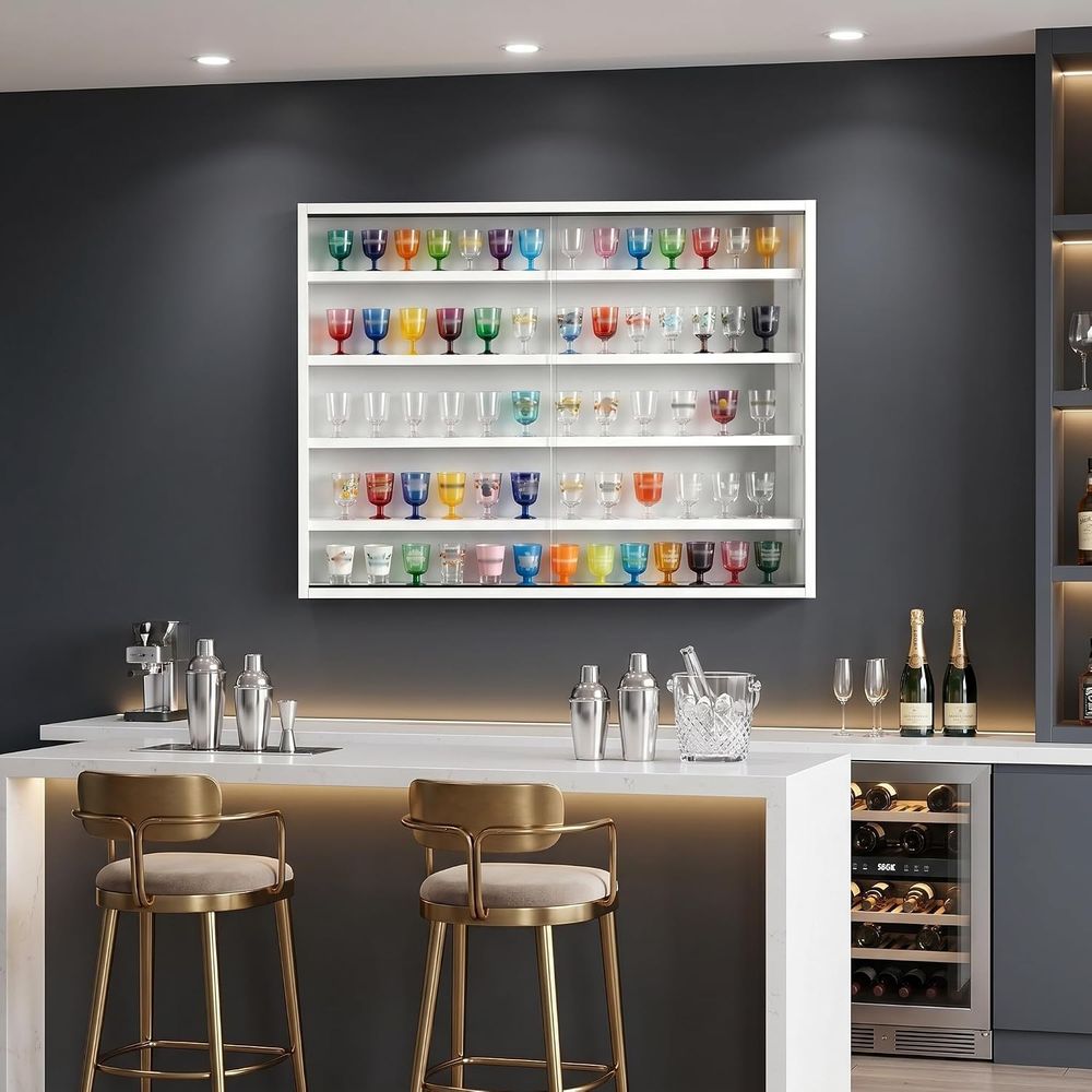 5-Tier Wall-Mounted Shot Glass - Glass Cabinet Display review and price
