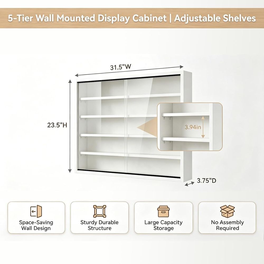 5-Tier Wall-Mounted Shot Glass - Glass Cabinet Display review and price